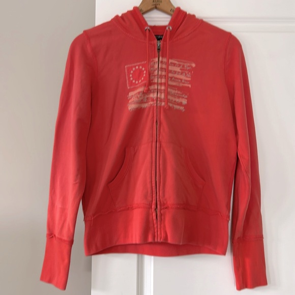VTG POLO Ralph Lauren Americana Orange Full Zip Hoody Embroidery w MEASUREMENTS - Picture 3 of 11
